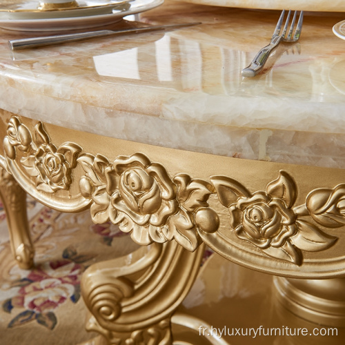 table de salle à manger ronde italienne sculptée baroque en bois feuille d&#39;or